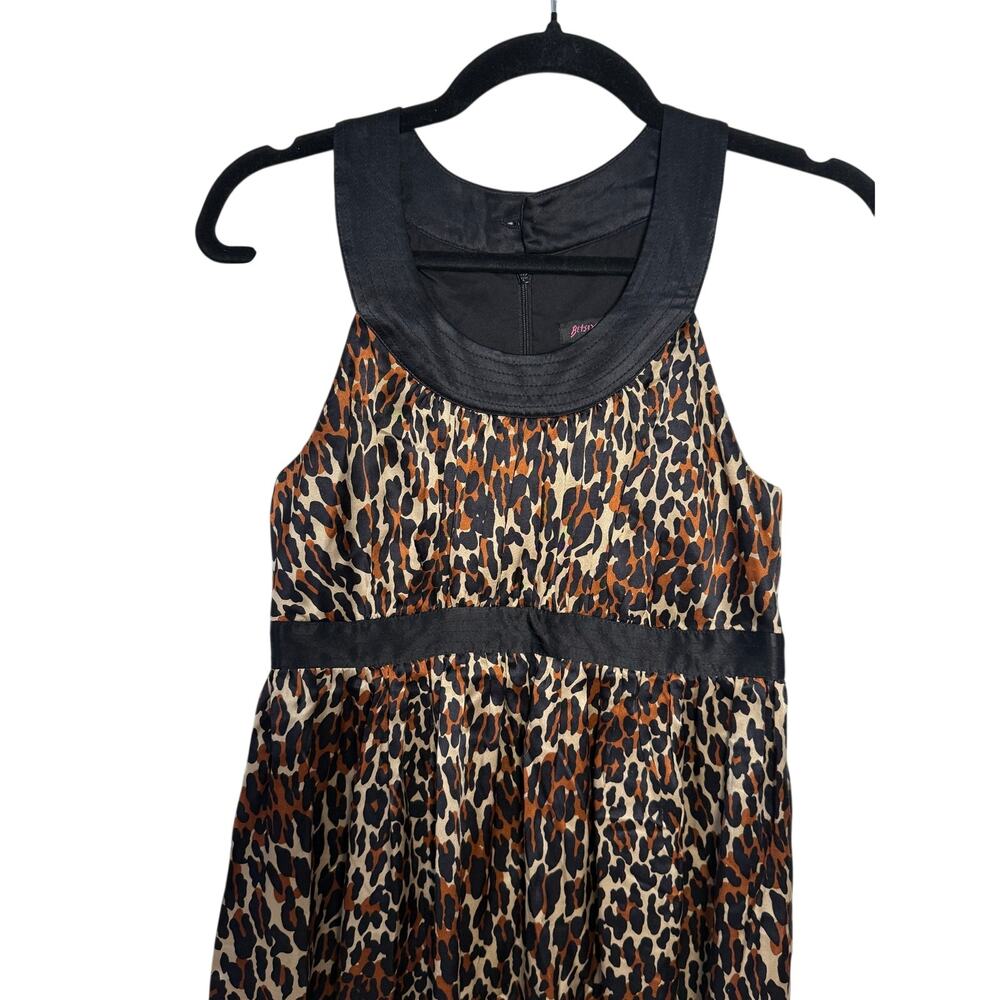 Vintage Betsey Johnson Babydoll Dress Women's 0 Leopard 100% Silk